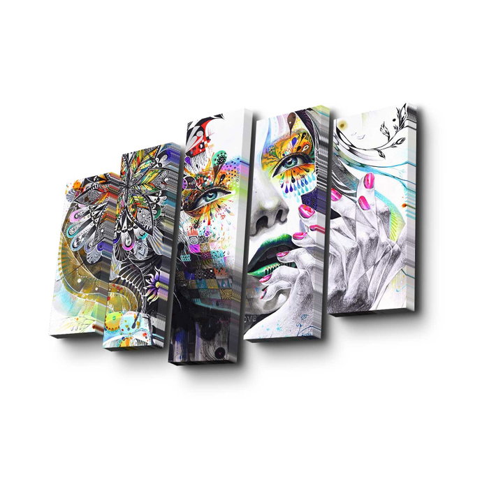 Wallity Cuadro Decorativo en Lienzo de 5 Piezas Multicolor